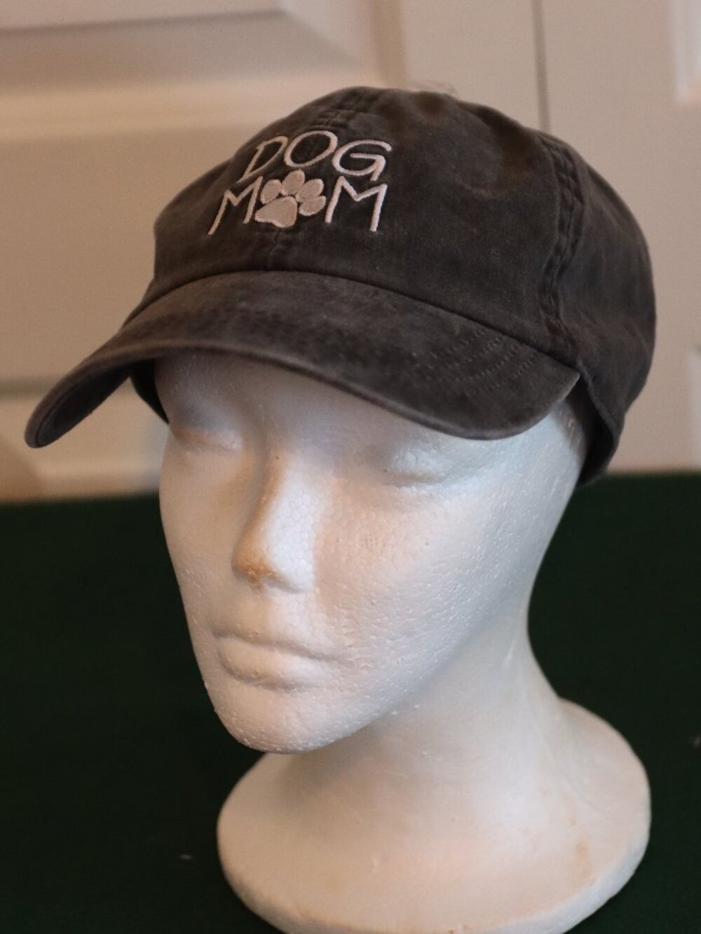 David and Young Dark Washed Charcoal Grey/White Embroidered Dog Mom Cap